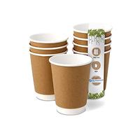 BIOZOYG 50x bicchierini caffè isotermici 300 ml / 12 oz, Ø 90 mm bianco/marrone - bicchieri carta a doppio strato e senza plastica - bicchierini caffe carta
