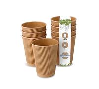 BIOZOYG 50x bicchierini caffè isotermici 300 ml / 12 oz, Ø 90 mm marrone - bicchieri carta a doppio strato e senza plastica - bicchierini caffe carta