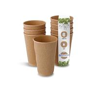 BIOZOYG 50x bicchierini caffè isotermici 400 ml / 16 oz, Ø 90 mm marrone - bicchieri carta a doppio strato e senza plastica - bicchierini caffe carta