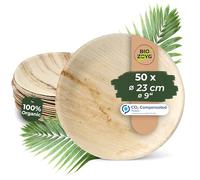 BIOZOYG 50x di piatti in foglia di palma Ø 18 cm - Piatti monouso compostabili e naturali - Stoviglie da festa rotonde