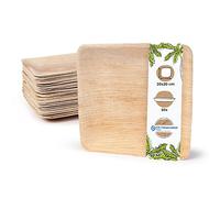 BIOZOYG 50x piatti in foglia di palma 20 x 20 cm - Piatti monouso compostabili e naturali - Stoviglie per feste quadrate