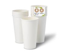 BIOZOYG Bicchieri di cartone 1000 pezzi 500 ml / 20 oz, 90 mm- Bicchieri usa e getta per caffè - Bicchieri di cartone per bevande calde - Alternativa ai bicchieri di polistirolo, bicchieri di carta