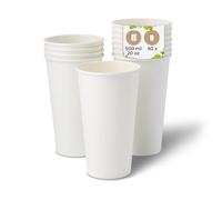 BIOZOYG Bicchieri di cartone 50 pezzi 500 ml / 20 oz, 90 mm - Bicchieri usa e getta per caffè - Bicchieri di cartone per bevande calde - Alternativa ai bicchieri di polistirolo, bicchieri di carta