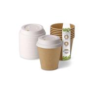 BIOZOYG Bicchieri Monouso Compostabili Bio con coperchio di carta I Bicchieri Usa e Getta Bicchieri di Carta con rivestimento interno realizzato con vernice I 250 Tazze di Cartone 150 ml 6 oz