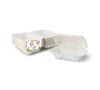 BIOZOYG Box per hamburger con coperchio ribaltabile I 500 contenitori da merenda compostabili in bagassa biodegradabile I Vaschetta per patatine quadrata I 500 lunchbox da asporto 22,9x15,5x7,7cm