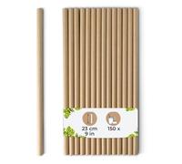 BIOZOYG Cannucce di carta Jumbo da 23cm cannuccia 8mm Ø I Cannuccia biodegradabile I Cannucce marrone ecologiche I Cannucce da festa per smoothies I Cannucce di carta 150 pezzi