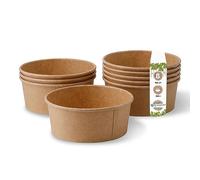 BIOZOYG Ciotola in cartone Kraft 650ml I 300 ciotole da zuppa compostabili in carta Kraft - ciotola per insalata con strato in PLA I Stoviglie da asporto senza plastica I 300 tonde marroni