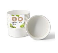 BIOZOYG Ciotola per insalata 50 pezzi 400 ml bianco - Ciotola usa e getta per zuppa e insalata da asporto - Contenitore Deli e Mealprep in cartone usa e getta