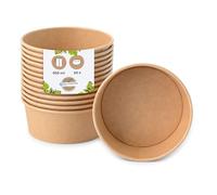 BIOZOYG Ciotola per insalata 50 pezzi 650 ml marrone - Ciotola usa e getta per zuppa e insalata da asporto - Contenitore Deli e Mealprep in cartone usa e getta