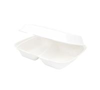 BIOZOYG Contenitore per pranzo in canna da zucchero diviso in 2 I Ciotola da asporto non rivestita sostenibile biodegradabile I Per caldo e freddo 25x20x7,5cm I 50 Lunch box a 2 scomparti