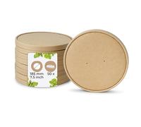 BIOZOYG Coperchi in Cartone per Tazze 50 Pezzi Ø 185 mm Marrone Terrina Per Zuppa Con Coperchio Rivestito Monouso Coperchi Cartone Membrane Ciotole Asporto Ciotola Insalata Terrina Coppe Gelato