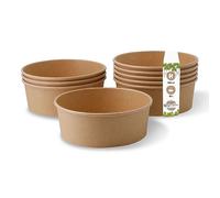 BIOZOYG Coppa Insalata Monouso Ecologica Ciotola Zuppa marrone rotonda 1000 ml I Vaschetta Compostabile di Cartone Kraft con Rivestimento Interno di PLA I 50 Scodelle da Asporto Ciotole Insalata