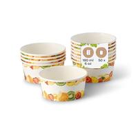 BIOZOYG coppette per gelato in cartone 50 pezzi 100 ml Ø 92 mm stampate - Coppe per dessert rivestite monouso - Coppe per snack da asporto: dessert, gelaterie, candy bar, yogurt, frutta, waffle