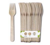 BIOZOYG DSE06309 Forchetta in Legno, 100 Pezzi, Lunghezza 16 cm, Produzione di Legno certificata, decomponibile