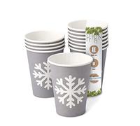 BIOZOYG Eco-Compatibili Bicchieri di Carta per Caffe nel disegno attraente di Inverno I 50 Bicchieri di Carta grigio 300 ml / 12 oz I Stoviglie ecologiche