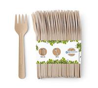 BIOZOYG Forchette di carta da 16,5 cm marroni I Forchette di carta per catering e feste resistenti ecologiche e senza plastica I Posate per merenda compostabili I Forchette party 100 pezzi