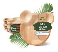 BIOZOYG Palmware Piatti Compleanno Bambini con simpatico Design Orsacchiotto I 12 Piatti di Foglia di Palma Usa e Getta 22x24 cm I Stoviglie Monouso Piatti robusti 100% organici e compostabili