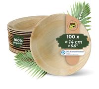BIOZOYG Palmware Zuppiera profonda monouso di alta qualità I circa 23cm 100 pezzi Snackchale in Foglia di Palma, Piatti di Pasta stoviglie monouso compostabile ed biodegradabile