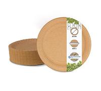 BIOZOYG Piatti Monouso 23 cm Ø I Piatti di Carta Marrone Rotondi I Piatti Usa e Getta Robusti I Stoviglie Riciclabili Piatti Ecologici Biodegradabili I Stoviglie Usa e Getta Piatti 500 pezzi