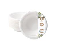 BIOZOYG Piatti usa e getta Vaschette per zucchero da cucina I piatti biodegradabili I Piattini da zuppa Ciotola Piatti pasta Piatto da portata I 100 x Piatto fondo 400ml, rotondo 18cm