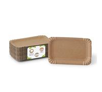 BIOZOYG piatto di carta quadrato 1000 pezzi I piatto monouso in cartone duplex I piatto snack biodegradabile di colore naturale I ciotola per patatine fritte 10 x 16 cm rettangolare