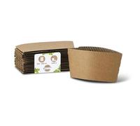 BIOZOYG Pratiche Maniche per Tazze da Caffè da Asporto Monouso I Compatibili con Bicchieri da Caffè da 300 ml 12oz e 400ml 16oz I 1000 pezzi Manica marrone non sbiancata senza stampa riciclabile