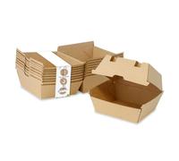 BIOZOYG - Scatola per hamburger Take Away, 50 pezzi, robusta scatola per hamburger con coperchio alto, 13 x 14 x 8 cm, biodegradabile