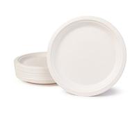 BIOZOYG Set da Tavola ecologiche bagassa usa e getta I 500 pezzi Piatto di canna da zucchero bianco sbiancato rotonda 26 cm I Set da Tavola monouso