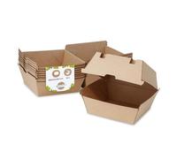 BIOZOYG Take Away Burger Box 50 pezzi I resistente hamburger box con coperchio alto a cerniera I hamburger box in cartone kraft I To Go Burger in cartone marrone 16,8 x 15,4 x 9,8 cm I biodegradabile