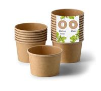 BIOZOYG Tazza per zuppa 250 pezzo 200 ml / 8 oz, Ø 90 mm, marrone cup a soup - Bicchieri carta grandi - Carta kraft - Ciotola per zuppa, ciotole bio, tazza grande, contenitori take away