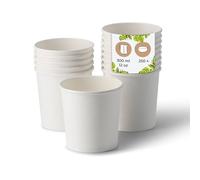BIOZOYG Tazza per zuppa 250 pezzo 300 ml / 12 oz, Ø 90 mm, bianco cup a soup - Bicchieri carta grandi - Carta kraft - Ciotola per zuppa, ciotole bio, tazza grande, contenitori take away