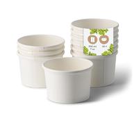 BIOZOYG Tazza per zuppa 50 pezzo 200 ml / 8 oz, Ø 90 mm, bianco cup a soup - Bicchieri carta grandi - Carta kraft - Ciotola per zuppa, ciotole bio, tazza grande, contenitori take away