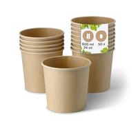 BIOZOYG Tazza per zuppa 50 pezzo 600 ml / 24 oz, Ø 115 mm, marrone cup a soup - Bicchieri carta grandi - Carta kraft - Ciotola per zuppa, ciotole bio, tazza grande, contenitori take away