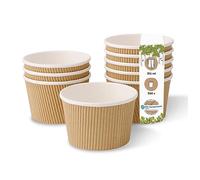 BIOZOYG Tazza per Zuppa da Asporto Stoviglie Monouso I Tazza di Cartone Kraft Ondulata Bicchiere Zuppa con realizzato con barriera interna a base d'acqua I 500 Coppette Compostabili 375 ml