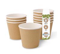 BIOZOYG Tazza per Zuppa da Asporto Stoviglie Monouso I Tazza di Cartone Kraft Ondulata Bicchiere Zuppa con realizzato con barriera interna a base d'acqua I 25 Coppette Compostabili 500 ml