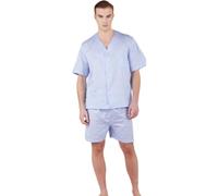 Bip Bip PDA Pigiama Uomo Pantalone Corto Maglia con Bottoni Mezza Maniche Collo Serafino Popeline Puro Cotone (56, Blu Lago)