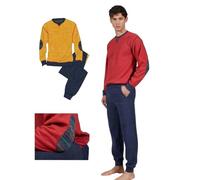 Bip Bip Pigiama Invernale Caldo e Morbido da Uomo, Girocollo, Maglia e Pantaloni con Polsino, 80% Cotone 20% Acrilico, Colori Rosso e Giallo, Art. 6907 (IT, Testo, M, Regular, Regular, Curry)