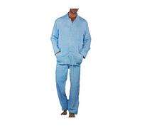 Bip Bip Pigiama Uomo in Calda Flanella di Puro Cotone Collo Camicia con Profilo Pantalone Aperto Art. E01519 (IT, Numero, 58, Regular, Regular, Azzurro)