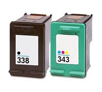Bipack Cartucce 1 Nero e 1 Colore Compatibile con Hp 338 343 C8765EE C8766EE REMAN