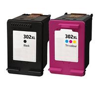 Bipack Cartucce 1 Nero e 1 Colore Compatibili con Hp 302XL F6U68AE F6U67AE REMAN