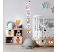 BipBop Stickers Animals3 14 pezzi "Adesivi murali in tessuto per bambini attacca e stacca, Sicuri e Atossici. Decorare pareti e mobili della cameretta dei bambini. Decori unici e creativi!"