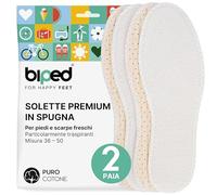 biped 2 paia di solette a piedi nudi - solette in spugna 100% cotone e lattice morbido ammortizzante - solette interne contro gli odori di piedi e batteri z1016(48)