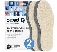biped 2 paia di solette di lana in lana d'agnello e feltro - Solette invernali extra spesse e riscaldanti per scarpe da uomo e da donna z1004(37)
