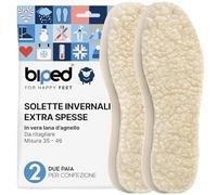 biped 2 paia di solette in lana d'agnello - Solette extra spesse in vera lana d'agnello - Solette riscaldanti per uomo e donna z1015(41)