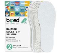 biped 2 paia di solette in spugna di cotone per bambini - ideali a piedi nudi - traspiranti contro il sudore - lavabili, fresche e ritagliabili per scarpe estive z2776