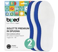 biped 2 paia di solette piedi nudi - spugna di cotone e schiuma di lattice morbida con carbone attivo - lavabili, contro i cattivi odori - freschezza igienica nelle scarpe z2770(44)