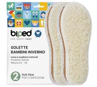biped 2 paia solette invernali per bambini in lana ovina e vero sughero - Solette riscaldanti con bordo cucito z2765(27)