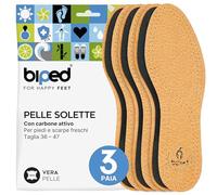 biped 3 paia di solette in pelle premium con carbone attivo - suole contro i piedi sudati - solette in morbida pelle per uomo e donna z1724(40-41)