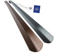 biped calzascarpe lungo in metallo 66 cm - calzascarpe robusto in acciaio con finitura martellata - aiuto per indossare le scarpe con gancio pratico per appenderlo z2797(1x marrone / 1x grigio)