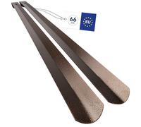 biped calzascarpe lungo in metallo 66 cm - calzascarpe robusto in acciaio con finitura martellata - aiuto per indossare le scarpe con gancio pratico per appenderlo z2797(2x marrone)
